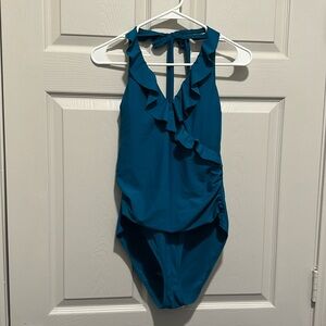Padded one-piece wrap swimsuit